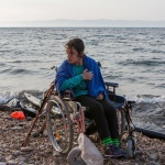 Greece. Refugees arrive on the Island of Lesbos after crossing the Aegean from Turkey
