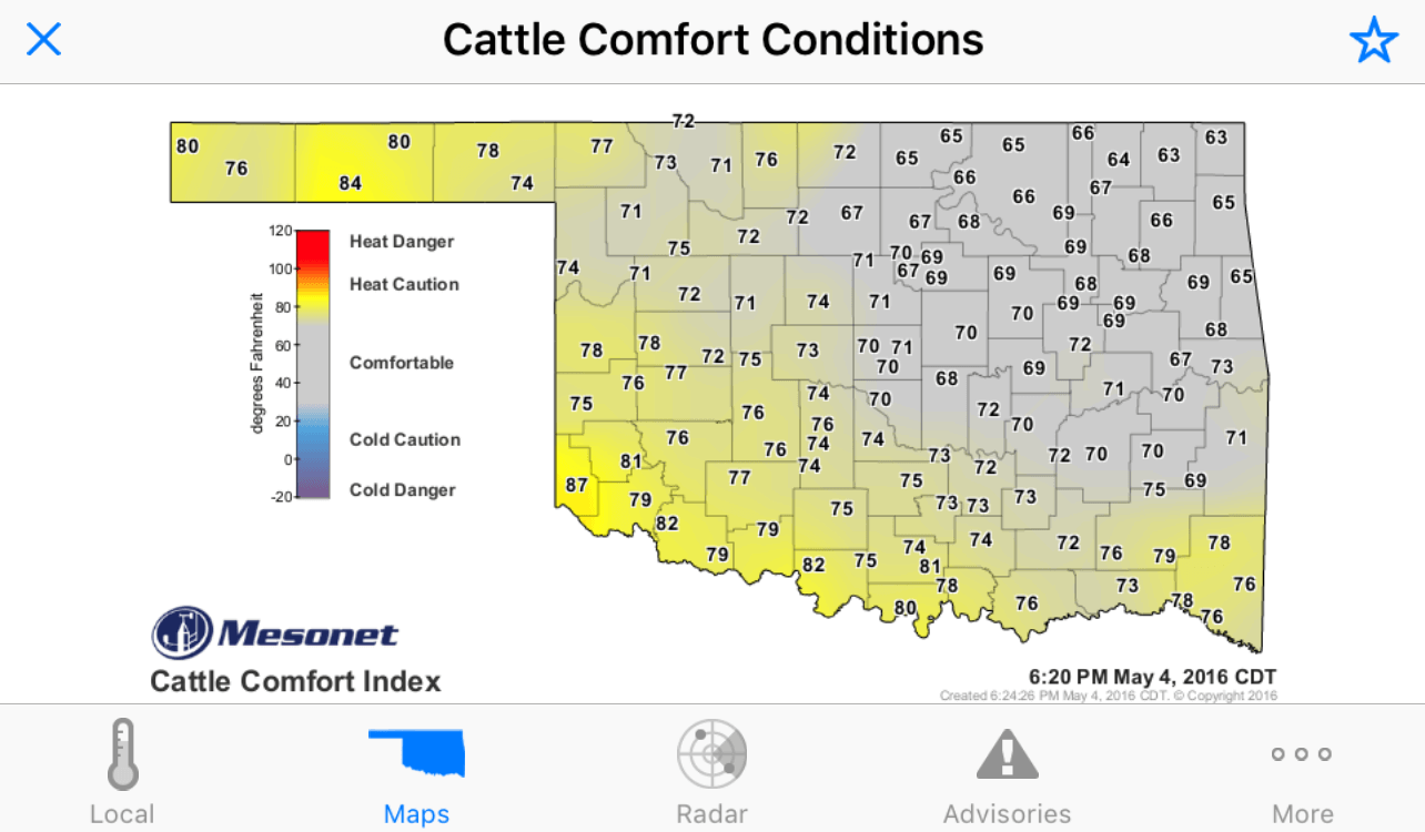 Mesonet cattle comfort