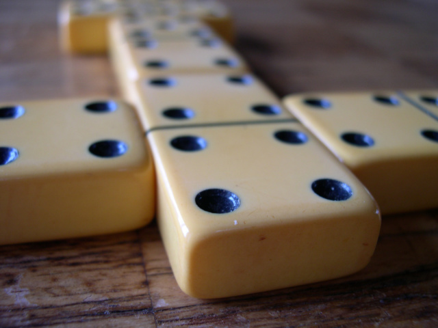 Domino tiles white fragility