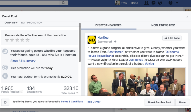 Facebook boost