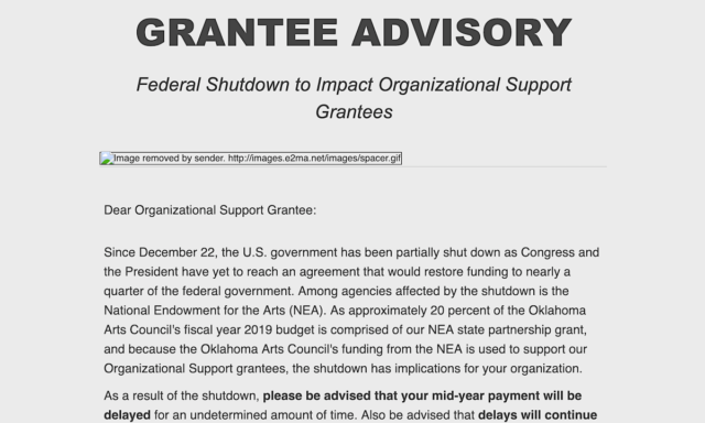 GranteeAdvisory federal shutdown