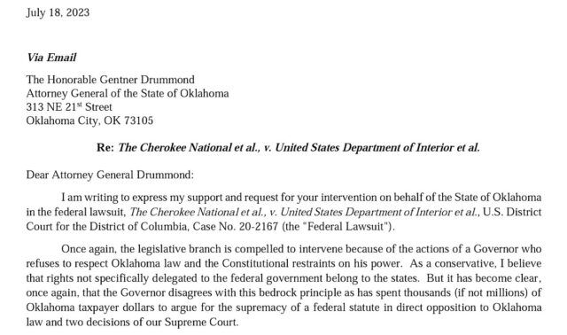 Treat Letter screenshot 7-18-23 tribal gaming lawsuit