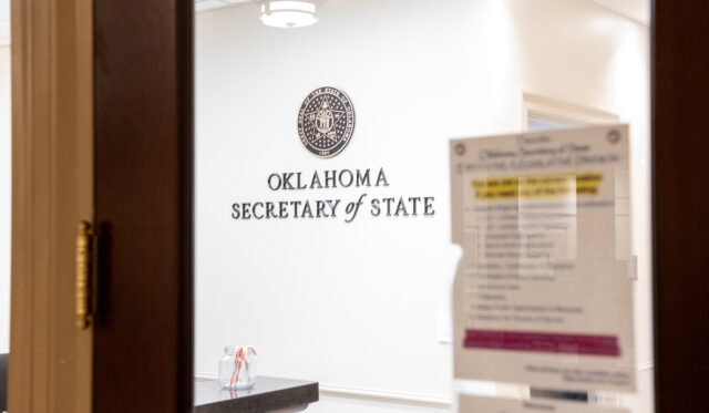 Oklahoma Secretary of State door Parole Board chairman, Secretary of State Josh Cockroft