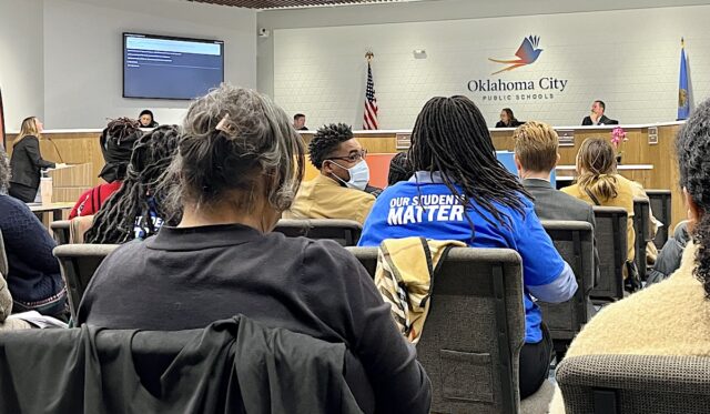OKCPS board charter votes crowd 11-27-23 Oklahoma Montessori Initiative