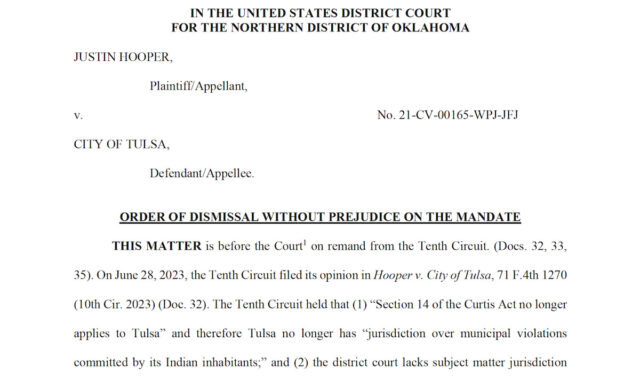 Hooper v. Tulsa dismissed