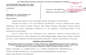 Muscogee high court rules 1866 treaty requires Freedmen citizenship, strikes ‘by blood’ language Muscogee Freedmen