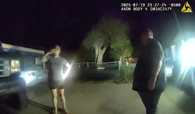 Amber Espinosa drinks during traffic stop 7-19-25 Greer County deputy, chicken legs appeal